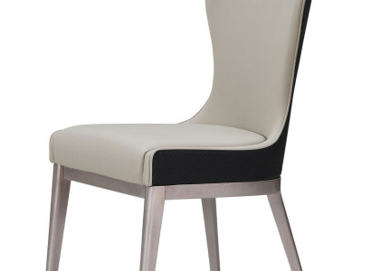 Luxury Armchair Chairs Design Furniture Dining room stainless steel Gray Leather Chair Noble